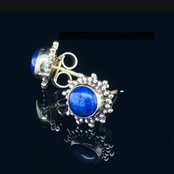 🆕New Lapis Lazuli Crystal Gemstone Stud Earrings Handmade 925 Sterling … - Picture 4 of 4
